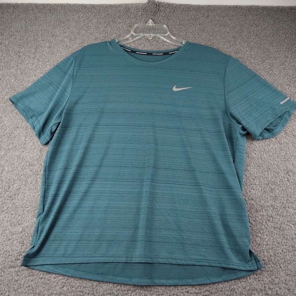 Nike Running Shirt Mens Large Dri-FIT Short Sleeve Teal Blue EUC